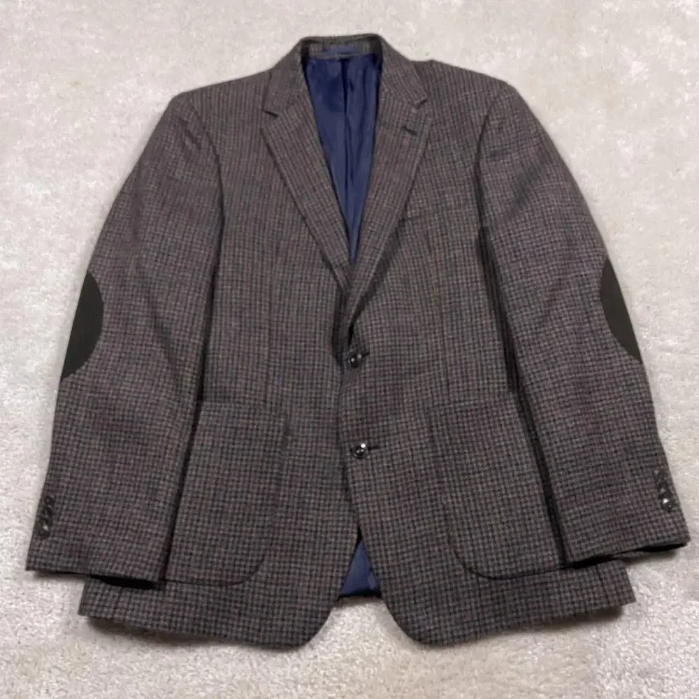 Jos A Bank Sport Coat Mens 42R Brown Herringbone Wool Tweed Slim Fit Blazer Brrr